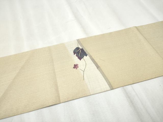 平和屋着物●京の名門 じゅらく謹製 帝王紫 九寸名古屋帯 すくい織 瓢箪蔦の葉文 金糸 正絹 逸品 CABD5716hy