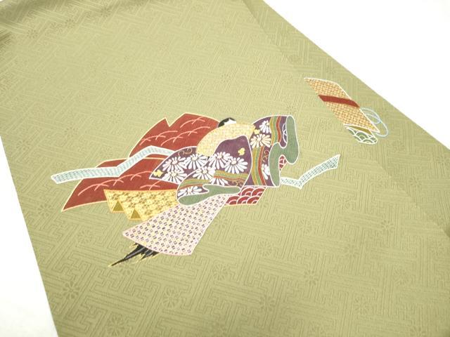 平和屋着物●京縫 月聖子 九寸名古屋帯 刺繍 人物草花文 金糸 正絹 逸品 CABD5717hy