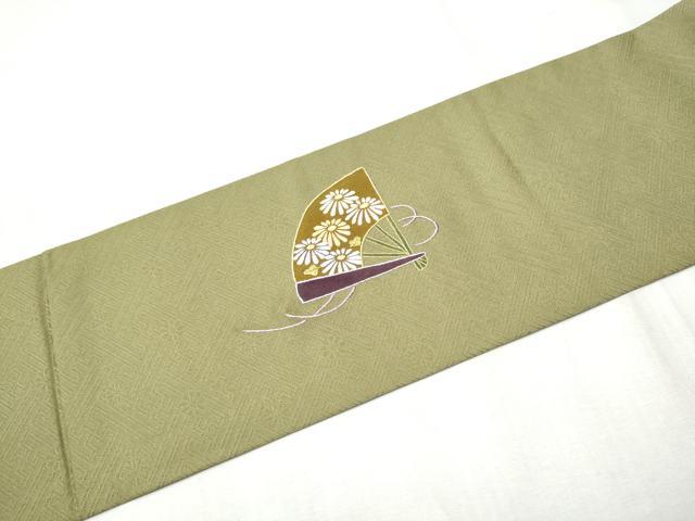 平和屋着物●京縫 月聖子 九寸名古屋帯 刺繍 人物草花文 金糸 正絹 逸品 CABD5717hy