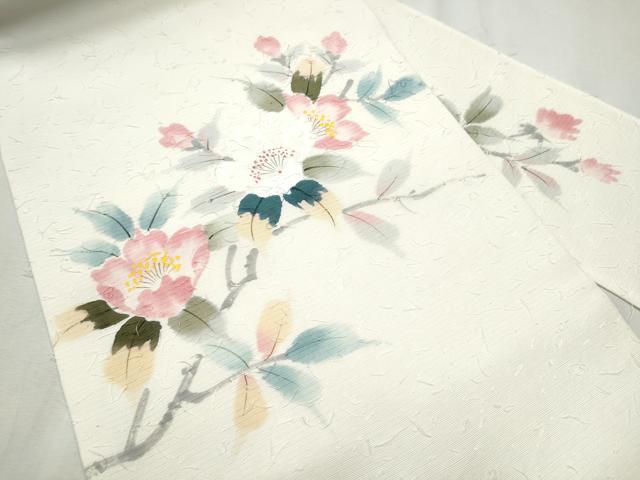 平和屋着物●九寸名古屋帯 作家物 髭紬 枝花文 正絹 逸品 CABD5720hy