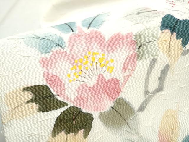 平和屋着物●九寸名古屋帯 作家物 髭紬 枝花文 正絹 逸品 CABD5720hy
