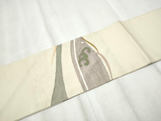 平和屋着物●九寸名古屋帯 すくい織 流水文 正絹 逸品 CABD5724hy