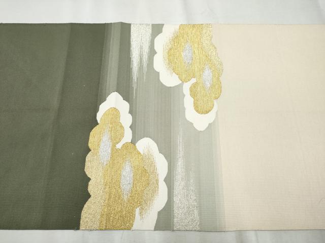 平和屋着物●爪掻き本綴れ 八寸名古屋帯 雲重ね文 金銀糸 正絹 逸品 CABD5730hy
