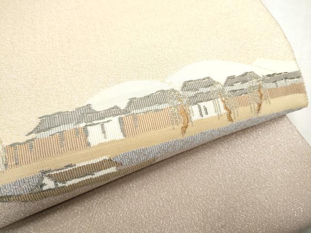 平和屋着物●太鼓柄袋帯 綴れ 高瀬川 金通し地 正絹 逸品 CABD5751hy