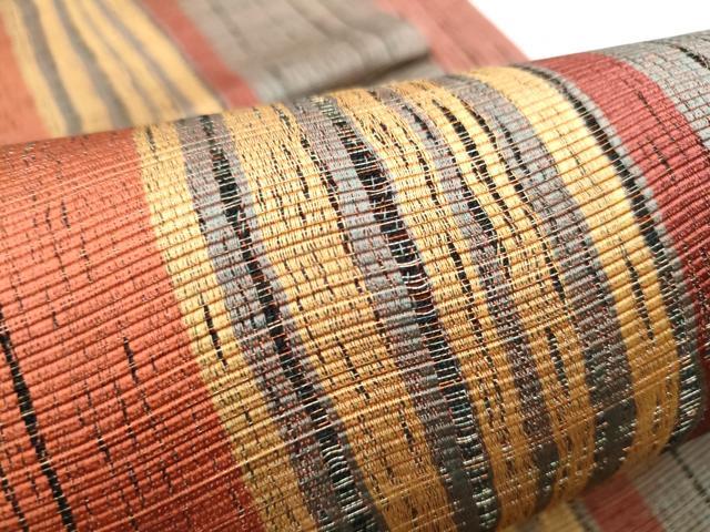 平和屋着物●本場筑前博多織 草木染 手織工房 染匠:小森久 全通柄袋帯 間道 証紙付き 正絹 逸品 CABD5753hy