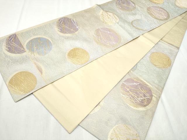 平和屋着物●京の名門 じゅらく謹製 六通柄袋帯 黄皇絲 こぼれ松葉丸文 金糸 正絹 逸品 CABD5762hy