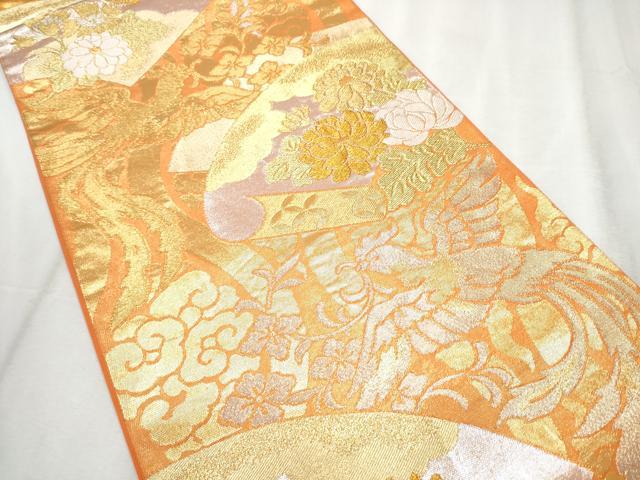 平和屋着物●西陣 川島織物 六通柄 本袋帯 鳳凰絵巻花文 金銀糸 正絹 逸品 CABD5765hy