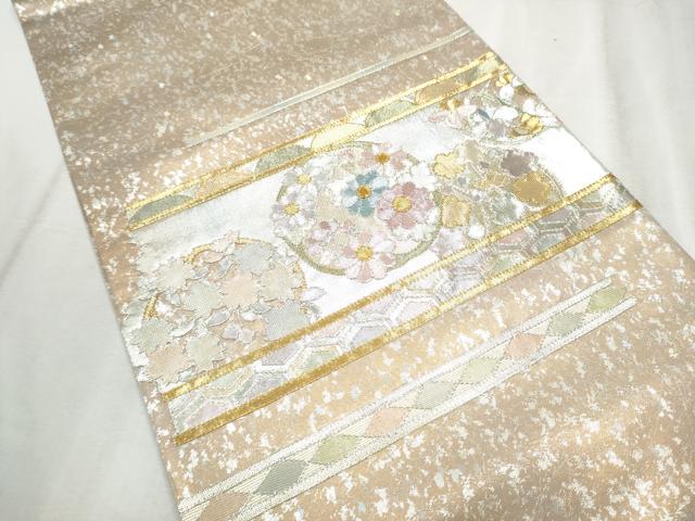 平和屋着物●佐賀錦 太鼓柄袋帯 舞花丸文 金銀糸 正絹 逸品 CABD5767hy