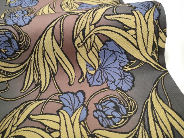 平和屋着物●両面 全通柄袋帯 花唐草文 ART Nouveau Designs アールヌーボー 正絹 逸品 CABD5781hy