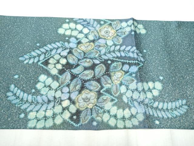平和屋着物●太鼓柄袋帯 作家物 絞り 辻が花 金通し地 正絹 逸品 CABD5798hy