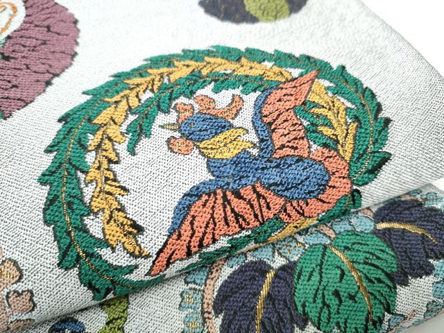平和屋着物●六通柄袋帯 龍 花鳥丸文 金糸 正絹 逸品 CABD5808hy