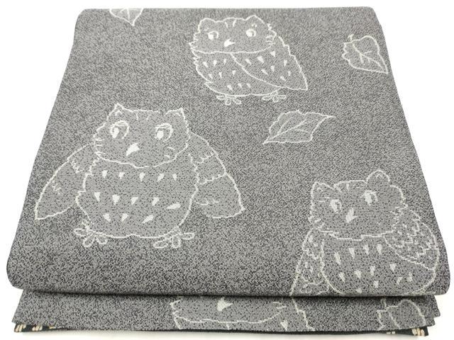 平和屋着物●両面 六通柄袋帯 斜線文 フクロウ 正絹 逸品 CABD5828hy