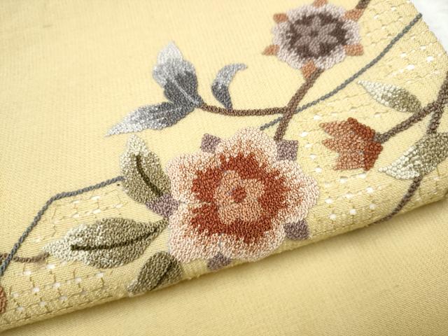 平和屋着物●中国三大刺繍 スワトウ相良刺繍 総刺繍 九寸名古屋帯 枝花文 正絹 逸品 CABD5839hy