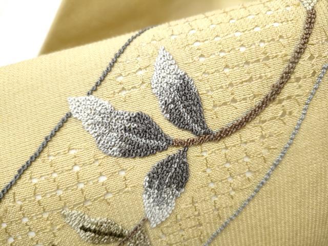 平和屋着物●中国三大刺繍 スワトウ相良刺繍 総刺繍 九寸名古屋帯 枝花文 正絹 逸品 CABD5839hy
