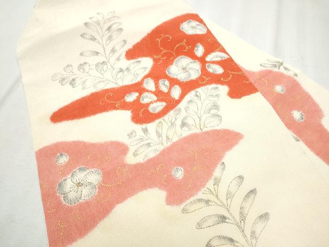 平和屋着物●九寸名古屋帯 辻が花 金彩 鬼しぼ縮緬 正絹 逸品 CABD5856hy