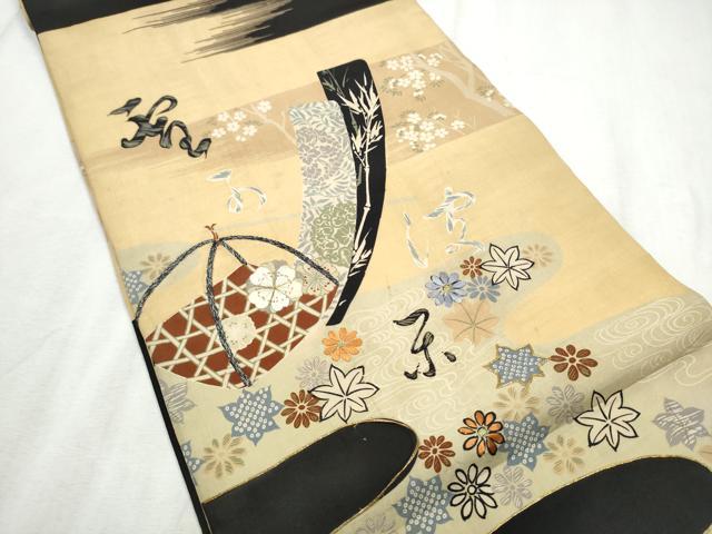 平和屋着物●アンティーク 大正ロマン 全通柄袋帯 雪月花 正絹 逸品 CABD5904hy