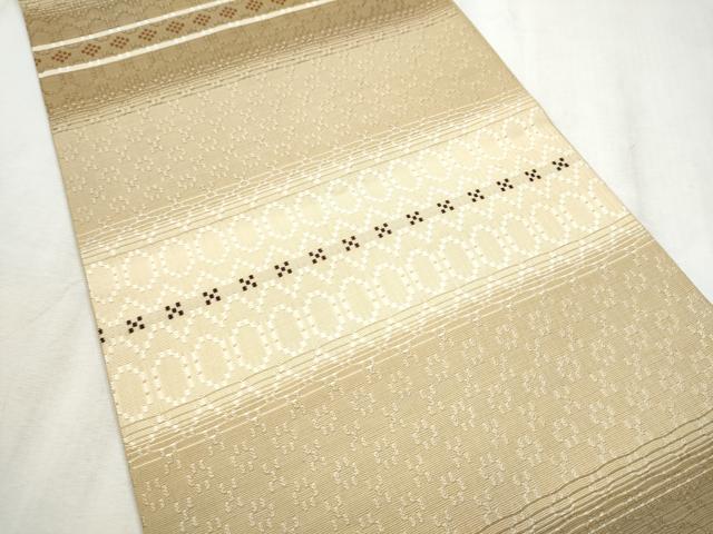 平和屋着物●全通柄袋帯 花織 横段文 正絹 逸品 CABD5906hy