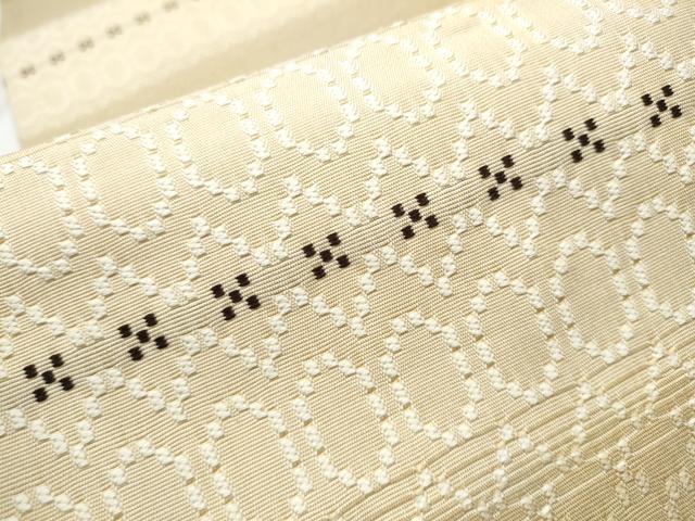 平和屋着物●全通柄袋帯 花織 横段文 正絹 逸品 CABD5906hy