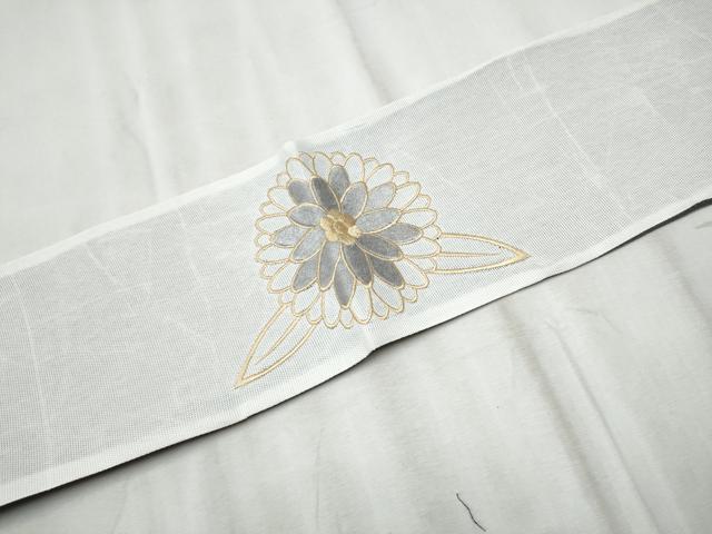 平和屋着物▽半幅帯 スリーシーズン 春夏秋 総刺繍 菊 CABD5936hy