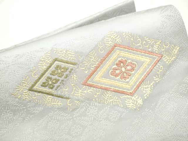 平和屋着物●つけ帯 唐織 菱花文 金糸 正絹 逸品 CABD5956hy