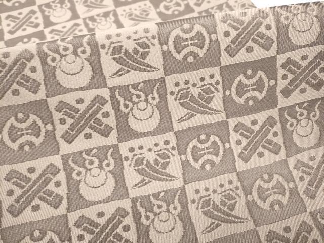 平和屋着物●六通柄袋帯 市松宝尽くし文 正絹 逸品 CABD5966hy