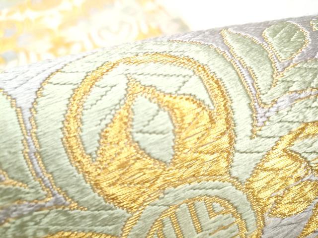 平和屋着物●西陣 河合美術織物謹製 六通柄袋帯 唐織 舞花文 金糸 正絹 逸品 CABD5974hy