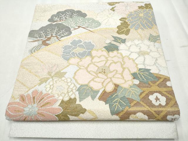 平和屋着物●太鼓柄袋帯 綴れ 籬草版文 正絹 逸品 CABD5988hy