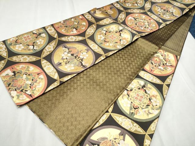平和屋着物●本綾佐賀錦 伝統工芸品産業功労者 岡野武一郎 佐賀錦 六通柄袋帯 唐織 七宝花文 金糸 正絹 逸品 CABD5997hy