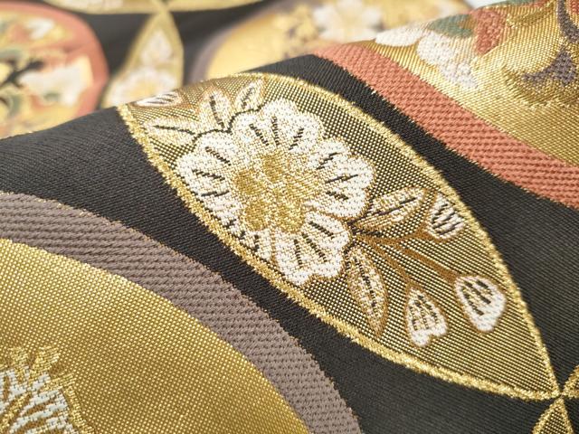 平和屋着物●本綾佐賀錦 伝統工芸品産業功労者 岡野武一郎 佐賀錦 六通柄袋帯 唐織 七宝花文 金糸 正絹 逸品 CABD5997hy