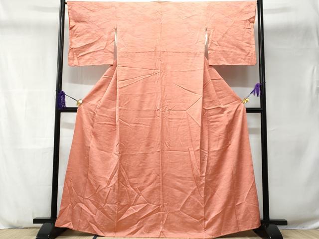 平和屋着物■上質な色無地 風景花地紋 甚三紅色 正絹 逸品 CABD6094fb