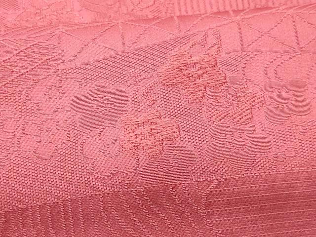 平和屋着物■上質な色無地 刺繍 流水花地紋 今様色 正絹 逸品 CABD6123fb