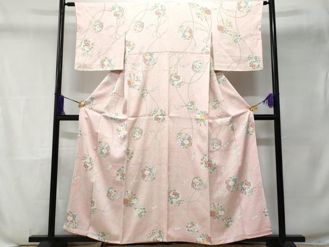 平和屋着物■上質な小紋 結び紐花丸文 正絹 逸品 CABD6128fb
