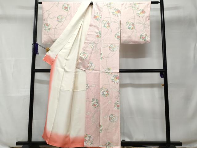 平和屋着物■上質な小紋 結び紐花丸文 正絹 逸品 CABD6128fb