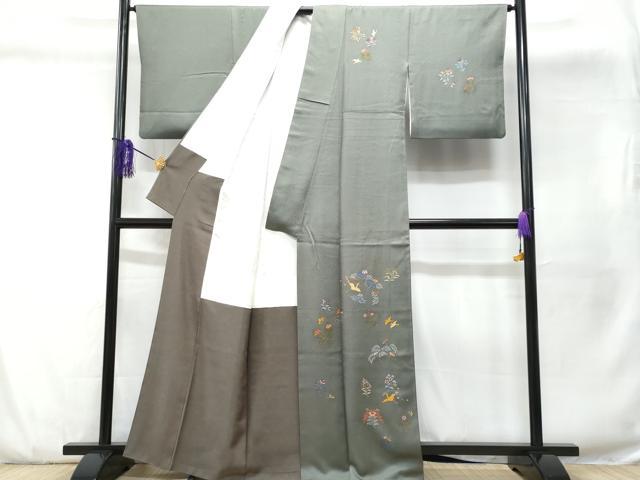 平和屋着物■訪問着 刺繍 花喰い鳥 金彩 正絹 逸品 CABD6268fb