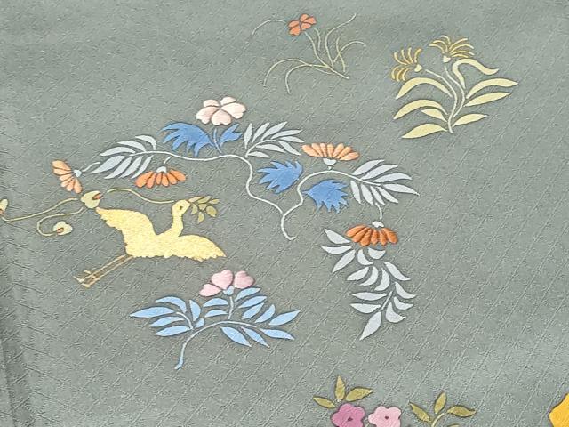 平和屋着物■訪問着 刺繍 花喰い鳥 金彩 正絹 逸品 CABD6268fb