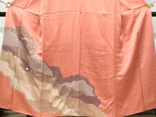平和屋着物■訪問着 絞り 道長吹き寄せ文 暈し染め 金彩正絹 逸品 CABD6271fb