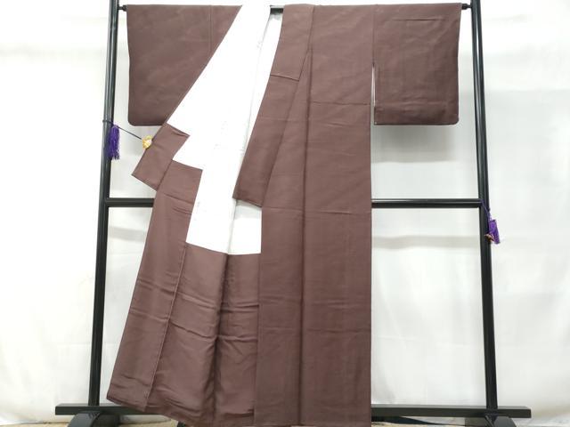 平和屋着物■上質な色無地 立波地紋 黒鳶色 正絹 逸品 CABD6339fb