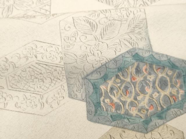 平和屋着物■上質な小紋 亀甲花鳥文 正絹 逸品 CABD6341fb