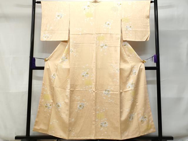平和屋着物■上質な小紋 絞り 更紗花文 正絹 逸品 CABD6347fb