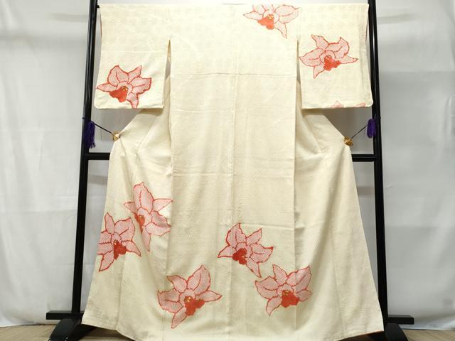 平和屋着物■訪問着 刺繍 総絞り 草花文 金糸 三越扱い 正絹 逸品 CABD6385fb