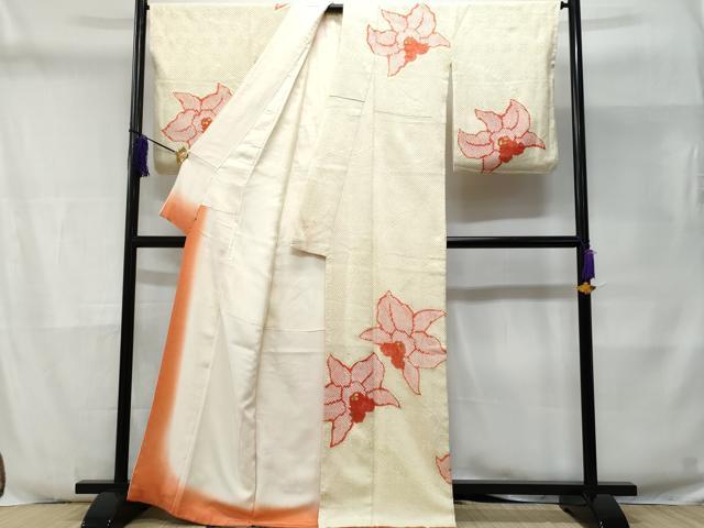 平和屋着物■訪問着 刺繍 総絞り 草花文 金糸 三越扱い 正絹 逸品 CABD6385fb