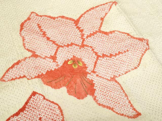 平和屋着物■訪問着 刺繍 総絞り 草花文 金糸 三越扱い 正絹 逸品 CABD6385fb