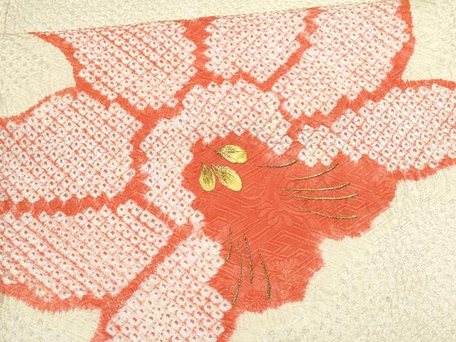 平和屋着物■訪問着 刺繍 総絞り 草花文 金糸 三越扱い 正絹 逸品 CABD6385fb