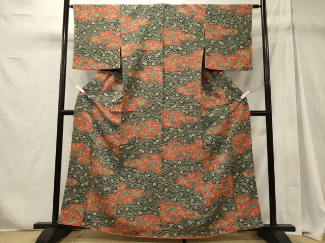 平和屋着物■上質な小紋 雲取り芝舞蝶文 金彩 正絹 逸品 未使用 CABD6477oy