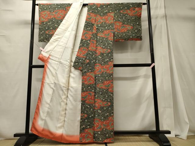 平和屋着物■上質な小紋 雲取り芝舞蝶文 金彩 正絹 逸品 未使用 CABD6477oy