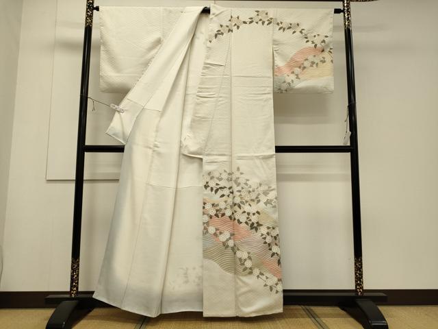 平和屋着物■訪問着 駒刺繍 流線草花文 金彩 正絹 逸品 CABD6518oy