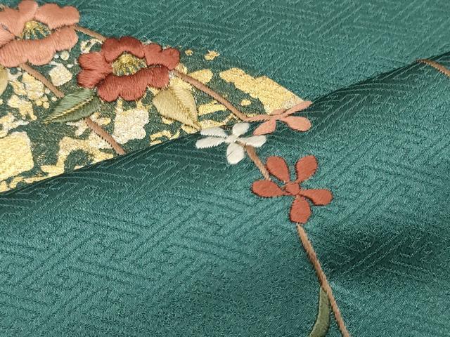 平和屋着物■訪問着 刺繍 地紙枝花文 暈し染め 金銀彩 正絹 逸品 CABD6521oy
