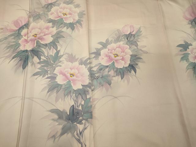 平和屋着物■訪問着 手描き 草花文 暈し染め 正絹 逸品 CABD6559oy