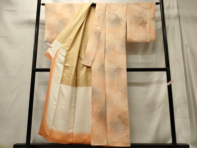 平和屋着物■上質な小紋 草花文 地紋起こし 暈し染め 正絹 逸品 CABD6566oy