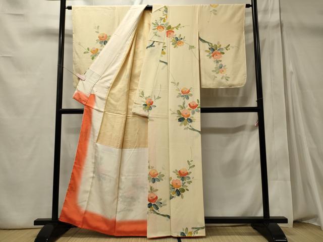 平和屋着物■上質な小紋 枝花文 正絹 逸品 未使用 CABD6574oy